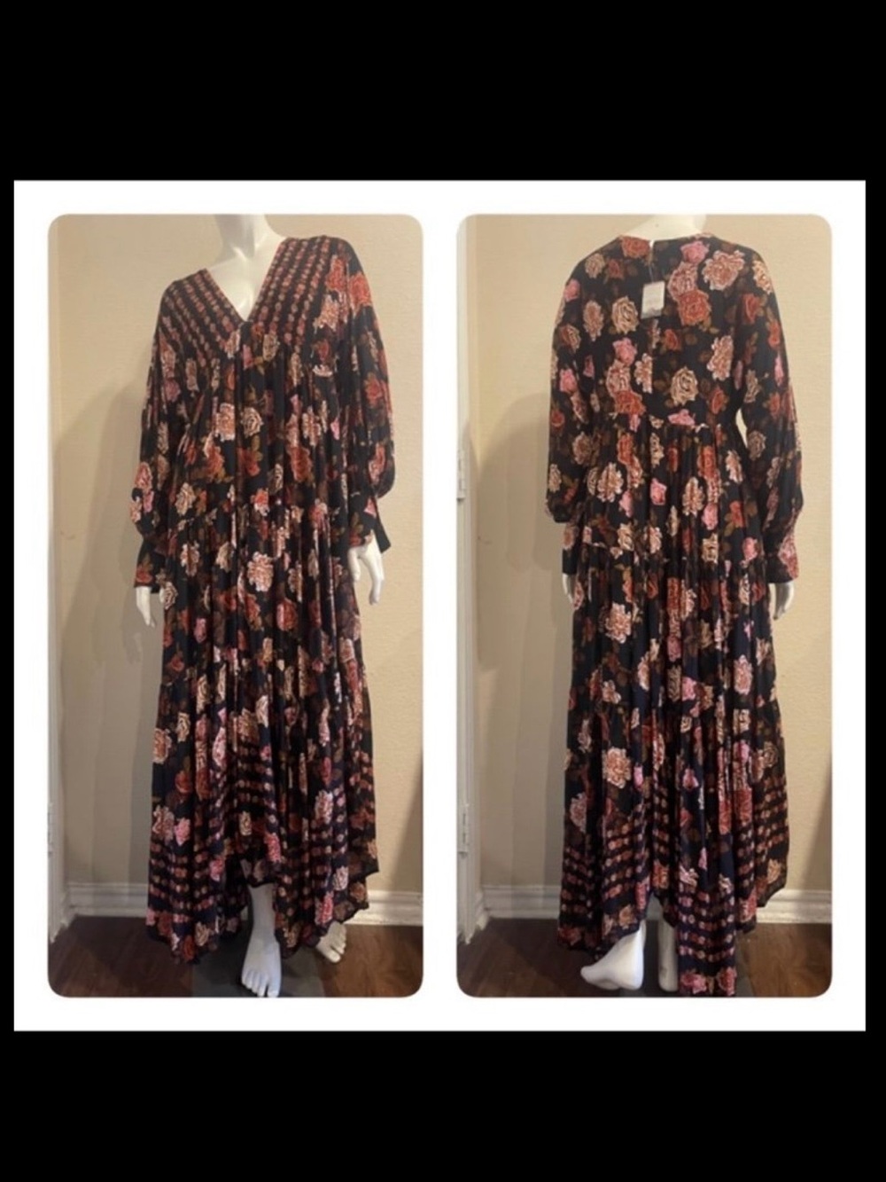 NWOT Free People Rows of Roses Maxi, M